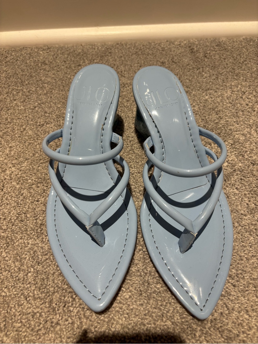 Light Blue Strappy Pointed Toe Heeled Sandals - JLo